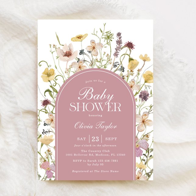 Wildflower Baby Girl Shower Blush Pink Invitation (Creator Uploaded)