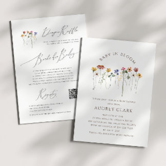Wildflower Baby In Bloom | All in One Baby Shower Invitation
