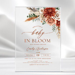 Wildflower Baby in Bloom Autumn Baby Shower Acrylic Invitations