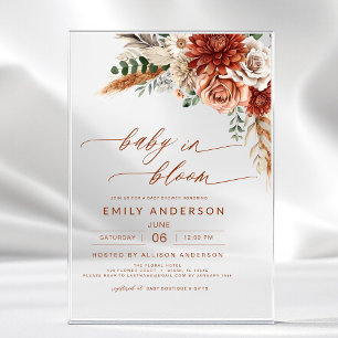 Wildflower Baby in Bloom Autumn Baby Shower Acrylic Invitations