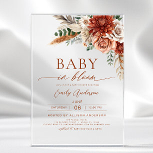 Wildflower Baby in Bloom Autumn Baby Shower Acrylic Invitations
