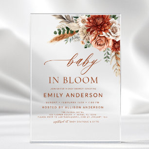 Wildflower Baby in Bloom Autumn Baby Shower Acrylic Invitations