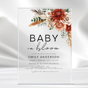 Wildflower Baby in Bloom Autumn Baby Shower Acrylic Invitations