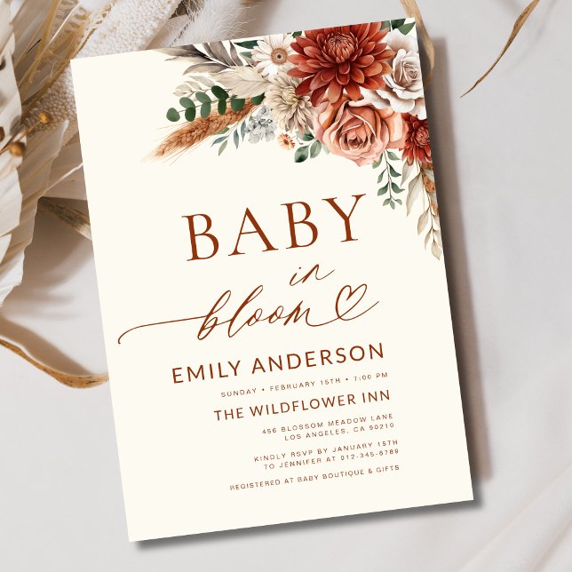 Wildflower Baby in Bloom Autumn Baby Shower Invitation (Creator Uploaded)