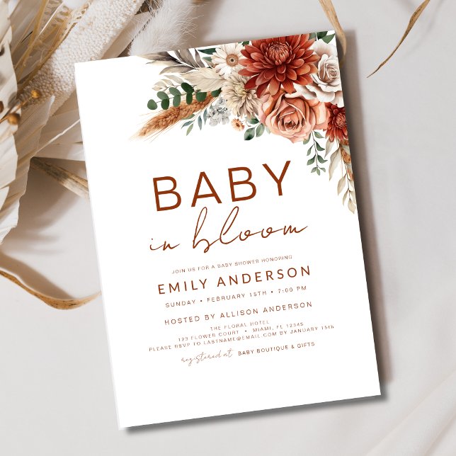 Wildflower Baby in Bloom Autumn Baby Shower Invitation (Creator Uploaded)