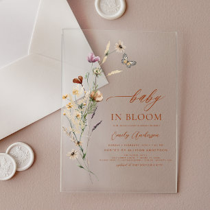 Wildflower Baby in Bloom Baby Shower Acrylic Invitations