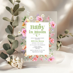 Wildflower Baby in Bloom Baby shower Acrylic Invitations
