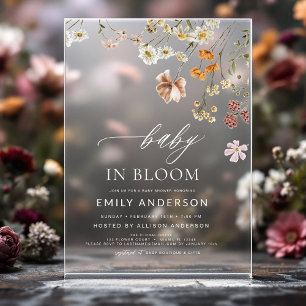 Wildflower Baby in Bloom Baby Shower Acrylic Invitations