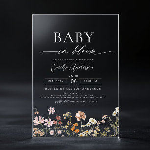Wildflower Baby in Bloom Baby Shower Acrylic Invitations