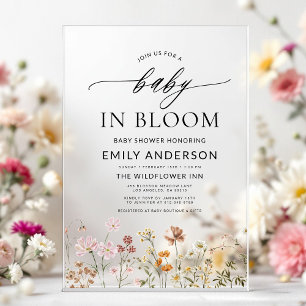 Wildflower Baby in Bloom Baby Shower Acrylic Invitations