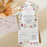 Wildflower Baby In Bloom Baby Shower All In One Invitation<br><div class="desc">Celebrate your baby arrival with this Little Wildflower Floral Baby Shower invitation! The design is perfect for any baby shower,  and comes with matching labels to share the happy news.</div>