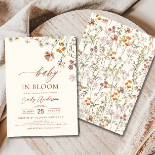 Wildflower Baby in Bloom Baby Shower Beige Invitation