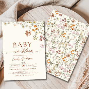 Wildflower Baby in Bloom Baby Shower Beige Invitation