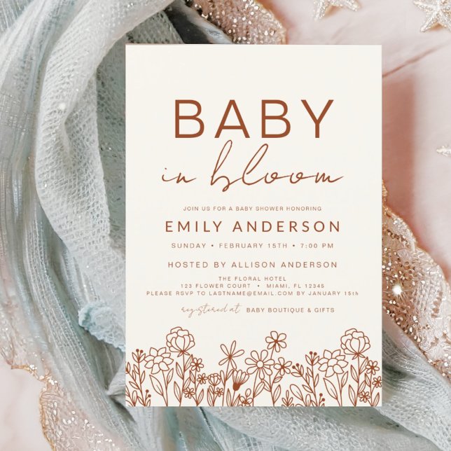 Wildflower Baby in Bloom Baby Shower Boho Invitation (Creator Uploaded)