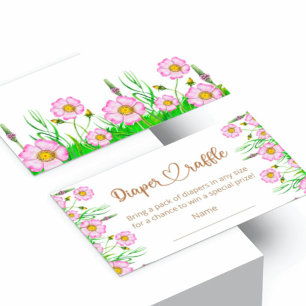 Wildflower baby in bloom baby shower Diaper Raffle Enclosure Card
