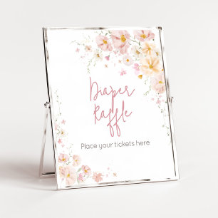 Wildflower Baby in Bloom Baby Shower Diaper Raffle Poster