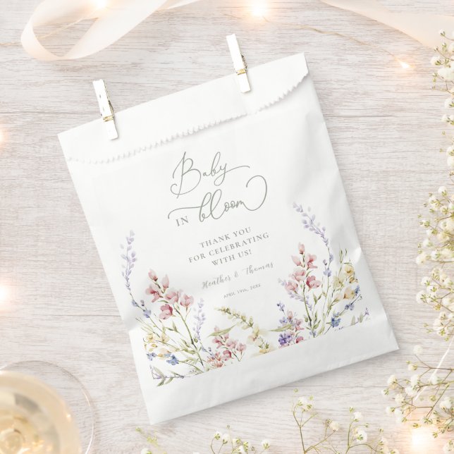 Wildflower Baby in Bloom Baby Shower  Favour Bag (Clipped)