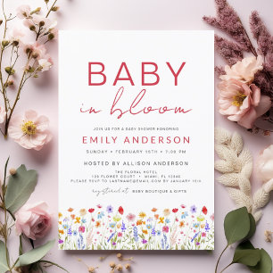 Wildflower Baby in Bloom Baby Shower Floral Invitation