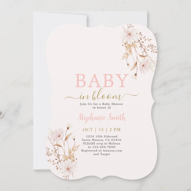 Wildflower Baby in Bloom Baby Shower Girl Invitation (Front)
