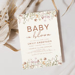 Wildflower Baby in Bloom Baby Shower Invitation<br><div class="desc">Celebrate the arrival of a new bundle of joy with a beautiful Baby in Bloom themed baby shower. Join us for an afternoon filled with love and happiness as we honour the soon-to-be parents. The invitation features a stunning terracotta - burnt orange text, accented by an array of vibrant wildflowers....</div>