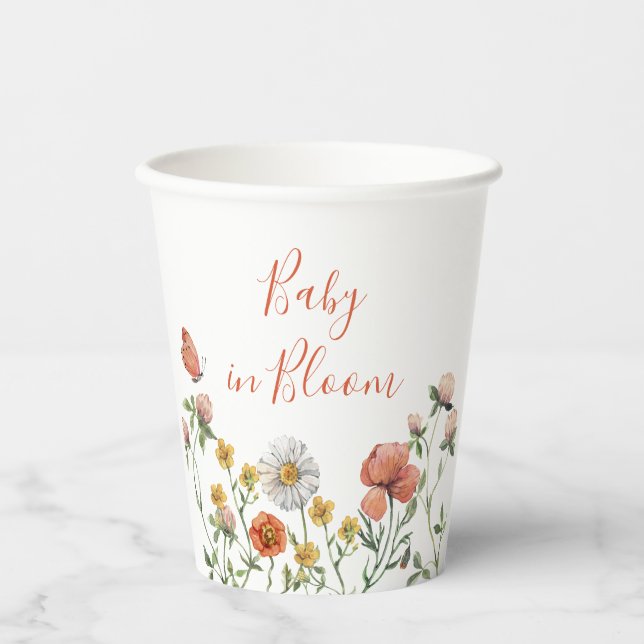 Wildflower Baby in Bloom baby shower Paper Cups (Front)