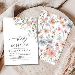 Wildflower Baby in Bloom Baby Shower Pink Blue Invitation