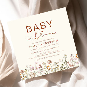 Wildflower Baby in Bloom Baby Shower Terracotta Invitation