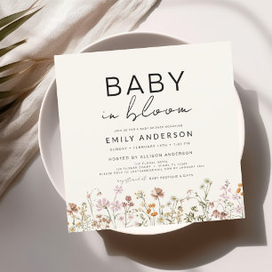 Wildflower Baby in Bloom Baby Shower Terracotta Invitation