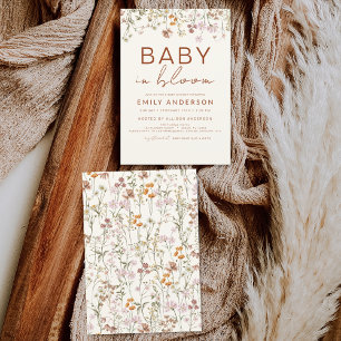 Wildflower Baby in Bloom Baby Shower Terracotta Invitation