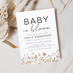 Wildflower Baby in Bloom Baby Shower Terracotta Invitation