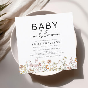 Wildflower Baby in Bloom Baby Shower Terracotta Invitation