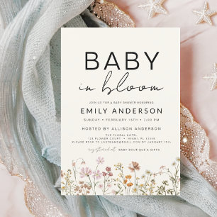 Wildflower Baby in Bloom Baby Shower Terracotta Invitation