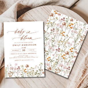 Wildflower Baby in Bloom Baby Shower Terracotta Invitation