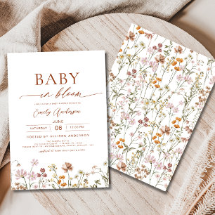 Wildflower Baby in Bloom Baby Shower Terracotta Invitation