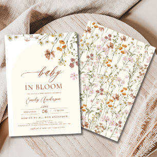 Wildflower Baby in Bloom Baby Shower Terracotta Invitation