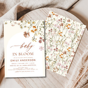 Wildflower Baby in Bloom Baby Shower Terracotta Invitation