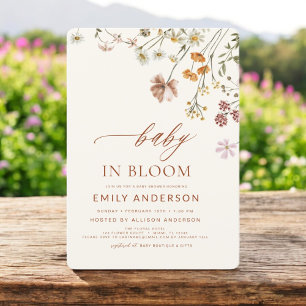 Wildflower Baby in Bloom Baby Shower Terracotta Invitation