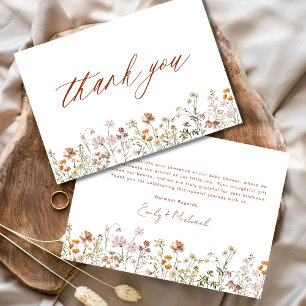 Wildflower Baby in Bloom Baby Shower Terracotta Thank You Card
