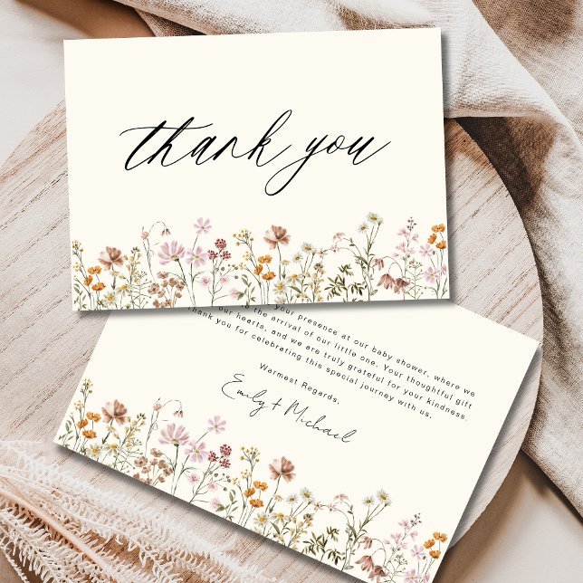 Wildflower Baby in Bloom Baby Shower Terracotta Thank You Card (Creator Uploaded)