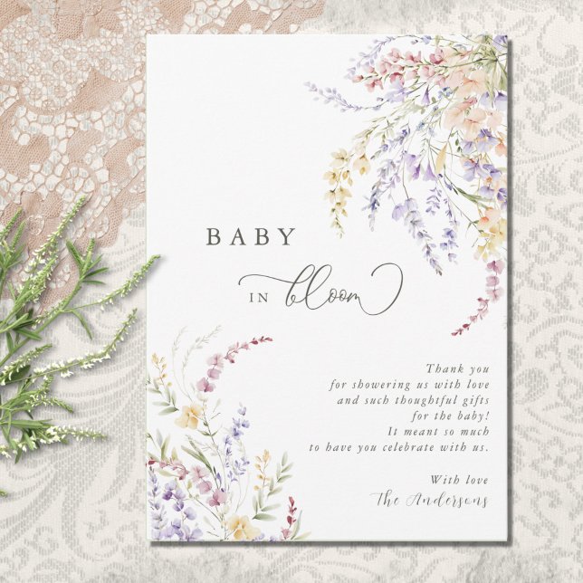 Wildflower Baby In Bloom Baby Shower Thank You Card (Creator Uploaded)