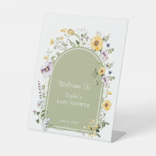 Wildflower Baby In Bloom Baby Shower Welcome Pedestal Sign