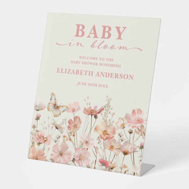Wildflower Baby in Bloom Baby Shower Welcome Sign (Front)