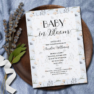 Wildflower Baby in Bloom Blue Boy Shower Invitation