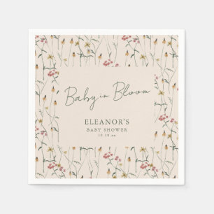 Wildflower Baby in Bloom Boho Floral Baby Shower Napkin