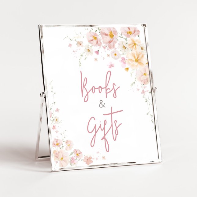 Wildflower Baby in Bloom Books and Gifts Poster (Baby in Bloom Baby Shower Books and Gifts Sign)