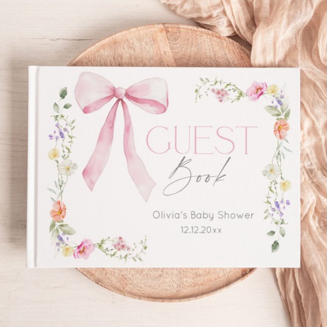 Wildflower Baby in Bloom Bow Baby shower Guest Book (Creator Uploaded)