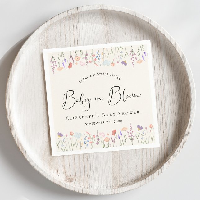 Wildflower Baby in Bloom Cream Baby Shower Napkin (Creator Uploaded)