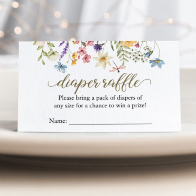 Wildflower Baby In Bloom Diaper Raffle Baby Shower Enclosure Card (Diaper Raffle Baby Shower Enclosure Card)