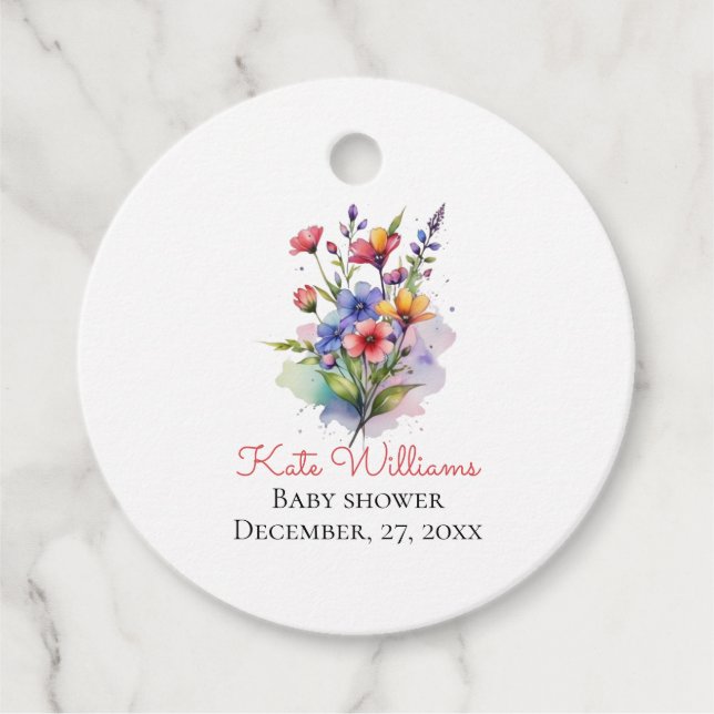 Wildflower Baby in bloom Favour Tags (Front)