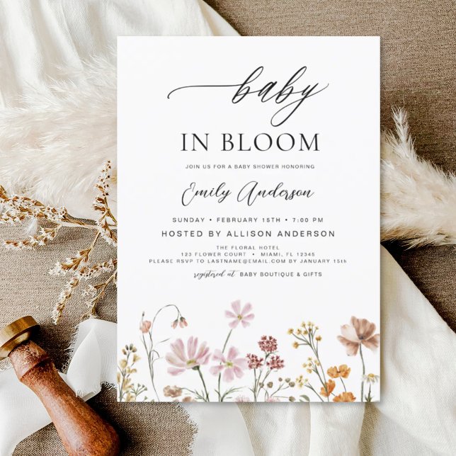 Wildflower Baby in Bloom Floral Baby Shower Invitation (Creator Uploaded)
